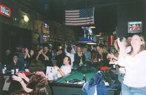 Exuberant audience at the Tap Room